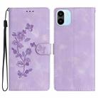 For Xiaomi Redmi A1 Flower Butterfly Embossing Pattern Leather Phone Case(Purple) - 1