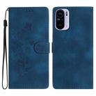 For Xiaomi Redmi K40 / K40 Pro Flower Butterfly Embossing Pattern Leather Phone Case(Blue) - 1