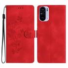 For Xiaomi Redmi K40 / K40 Pro Flower Butterfly Embossing Pattern Leather Phone Case(Red) - 1