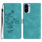 For Xiaomi Redmi K40 / K40 Pro Flower Butterfly Embossing Pattern Leather Phone Case(Sky Blue) - 1