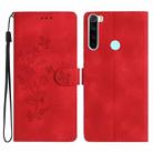 For Xiaomi Redmi Note 8T Flower Butterfly Embossing Pattern Leather Phone Case(Red) - 1