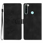 For Xiaomi Redmi Note 8T Flower Butterfly Embossing Pattern Leather Phone Case(Black) - 1