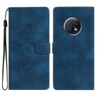 For Xiaomi Redmi Note 9 5G / Note 9T Flower Butterfly Embossing Pattern Leather Phone Case(Blue) - 1