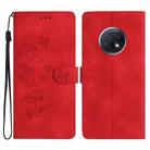 For Xiaomi Redmi Note 9 5G / Note 9T Flower Butterfly Embossing Pattern Leather Phone Case(Red) - 1