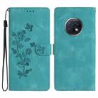 For Xiaomi Redmi Note 9 5G / Note 9T Flower Butterfly Embossing Pattern Leather Phone Case(Sky Blue) - 1