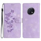 For Xiaomi Redmi Note 9 5G / Note 9T Flower Butterfly Embossing Pattern Leather Phone Case(Purple) - 1