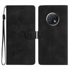 For Xiaomi Redmi Note 9 5G / Note 9T Flower Butterfly Embossing Pattern Leather Phone Case(Black) - 1