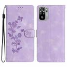 For Xiaomi Redmi Note 10 4G / Note 10S Flower Butterfly Embossing Pattern Leather Phone Case(Purple) - 1