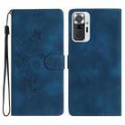 For Xiaomi Redmi Note 10 Pro / 10 Pro Max Flower Butterfly Embossing Pattern Leather Phone Case(Blue) - 1