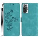 For Xiaomi Redmi Note 10 Pro / 10 Pro Max Flower Butterfly Embossing Pattern Leather Phone Case(Sky Blue) - 1