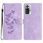 For Xiaomi Redmi Note 10 Pro / 10 Pro Max Flower Butterfly Embossing Pattern Leather Phone Case(Purple) - 1