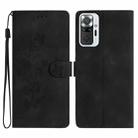 For Xiaomi Redmi Note 10 Pro / 10 Pro Max Flower Butterfly Embossing Pattern Leather Phone Case(Black) - 1