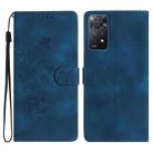 For Xiaomi Redmi Note 11 Pro 5G Global Flower Butterfly Embossing Pattern Leather Phone Case(Blue) - 1