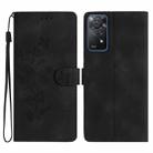 For Xiaomi Redmi Note 11 Pro 5G Global Flower Butterfly Embossing Pattern Leather Phone Case(Black) - 1