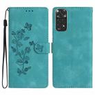 For Xiaomi Redmi Note 11 4G Global / Note 11S Flower Butterfly Embossing Pattern Leather Phone Case(Sky Blue) - 1