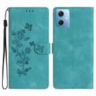 For Xiaomi Redmi Note 12 5G Flower Butterfly Embossing Pattern Leather Phone Case(Sky Blue) - 1