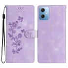 For Xiaomi Redmi Note 12 5G Flower Butterfly Embossing Pattern Leather Phone Case(Purple) - 1