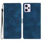 For Xiaomi Redmi Note 12 Pro 5G Flower Butterfly Embossing Pattern Leather Phone Case(Blue) - 1
