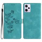 For Xiaomi Redmi Note 12 Pro 5G Flower Butterfly Embossing Pattern Leather Phone Case(Sky Blue) - 1