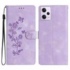 For Xiaomi Redmi Note 12 Pro 5G Flower Butterfly Embossing Pattern Leather Phone Case(Purple) - 1