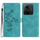 For Xiaomi Redmi Note 12S Flower Butterfly Embossing Pattern Leather Phone Case(Sky Blue) - 1