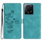 For Xiaomi 13T Flower Butterfly Embossing Pattern Leather Phone Case(Sky Blue) - 1