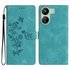For Xiaomi Redmi 13C 4G Flower Butterfly Embossing Pattern Leather Phone Case(Sky Blue) - 1