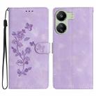 For Xiaomi Redmi 13C 4G Flower Butterfly Embossing Pattern Leather Phone Case(Purple) - 1