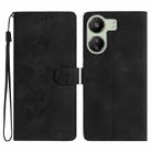 For Xiaomi Redmi 13C 4G Flower Butterfly Embossing Pattern Leather Phone Case(Black) - 1