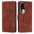 For OPPO Reno10 Pro+ Skin Feel Heart Pattern Leather Phone Case(Brown) - 1