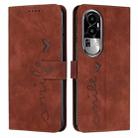For OPPO Reno10 Pro Skin Feel Heart Pattern Leather Phone Case(Brown) - 1
