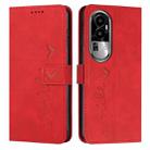 For OPPO Reno10 Pro Skin Feel Heart Pattern Leather Phone Case(Red) - 1