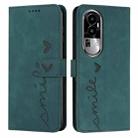 For OPPO Reno10 Pro Skin Feel Heart Pattern Leather Phone Case(Green) - 1