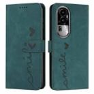 For OPPO Reno10 5G Global/Reno10 Pro 5G Global Skin Feel Heart Pattern Leather Phone Case(Green) - 1