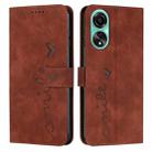 For OPPO A58 4G Skin Feel Heart Pattern Leather Phone Case(Brown) - 1