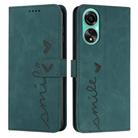 For OPPO A58 4G Skin Feel Heart Pattern Leather Phone Case(Green) - 1