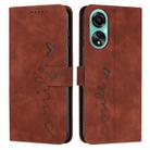 For OPPO A78 4G Skin Feel Heart Pattern Leather Phone Case(Brown) - 1