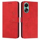 For OPPO A78 4G Skin Feel Heart Pattern Leather Phone Case(Red) - 1