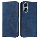 For OPPO A78 4G Skin Feel Heart Pattern Leather Phone Case(Blue) - 1