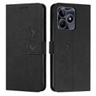 For Realme C53/Narzo N53 Skin Feel Heart Pattern Leather Phone Case(Black) - 1