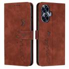 For Realme C55 Skin Feel Heart Pattern Leather Phone Case(Brown) - 1