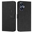 For Realme C55 Skin Feel Heart Pattern Leather Phone Case(Black) - 1