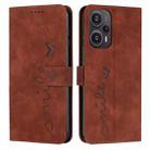 For Xiaomi Redmi Note 12 Turbo/Poco F5 Skin Feel Heart Pattern Leather Phone Case(Brown) - 1