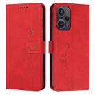 For Xiaomi Redmi Note 12 Turbo/Poco F5 Skin Feel Heart Pattern Leather Phone Case(Red) - 1