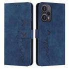 For Xiaomi Redmi Note 12 Turbo/Poco F5 Skin Feel Heart Pattern Leather Phone Case(Blue) - 1