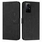 For Xiaomi Redmi Note 12S 4G Global Skin Feel Heart Pattern Leather Phone Case(Black) - 1