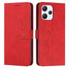 For Xiaomi Redmi 12 4G Skin Feel Heart Pattern Leather Phone Case(Red) - 1