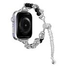 For Apple Watch SE 2022 44mm Pearl Bracelet Metal Watch Band(Silver Black) - 1