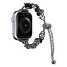 For Apple Watch SE 44mm Pearl Bracelet Metal Watch Band(Black) - 1