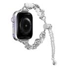 For Apple Watch 6 44mm Pearl Bracelet Metal Watch Band(Silver) - 1